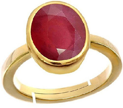 Gemzonite Ruby Ring Certified Manik Astrological Stone Stone Ruby Gold Plated Ring