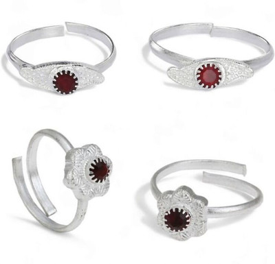 SILVOSWAN Silver Plated Toe ring Bichiya Bichua for Girl and Women set of 4 Pcs Alloy Toe Ring