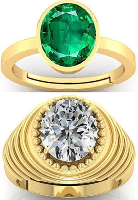 BHAIRAW GEMS Ratti Stone Adjustable Ring for Men & Women Stone Emerald, Zircon Ring