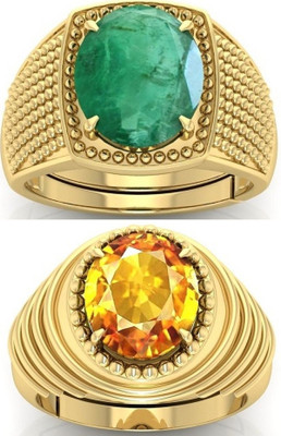 BHAIRAW GEMS Ratti Stone Adjustable Ring for Men & Women Stone Emerald, Sapphire Ring