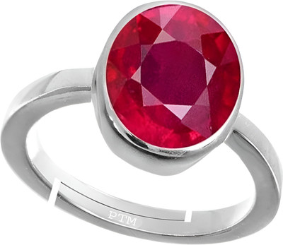 PTM Ruby (Manik) 5.25 Ratti or 5 Ct Gemstone Men bis Hallmark 925 Sterling Silver Ring