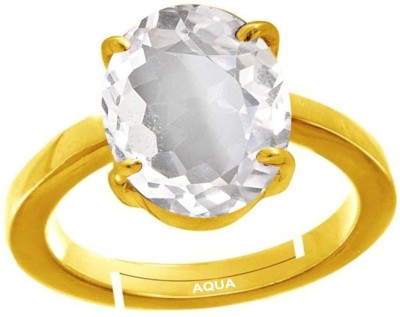 AQUAGEMS Natural White Topaz 7.25 Ratti or 6.5 Ct Gemstone For Women 5 Metal Adjustable Alloy Ring