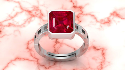 KUSHMIWAL GEMS Brass Ruby Silver Plated Ring