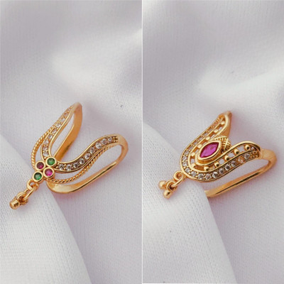 Gigev Vanki 2pack AD Brass Cubic Zirconia Gold Plated Ring Set