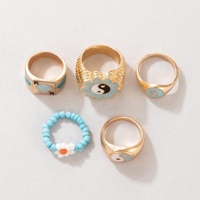 Fashion Frill Alloy Gold Plated Ring Set