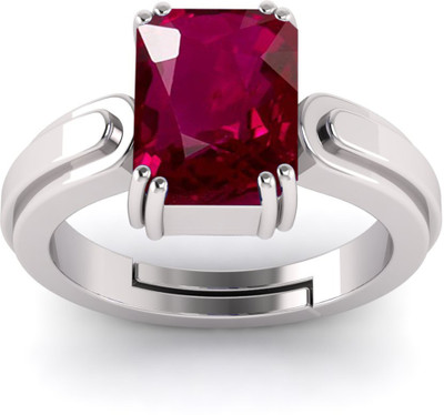 Pranjal Gems Original 14.25 Ratti Manik Ruby Gem Stone Ring With Leb Certificate Brass Ruby Ring