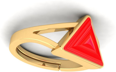 VishvMa 10.25 Ratti Natural Coral Moonga Gemstone A1 Quality With Lab Certified Brass, Stone Opal Brass Plated Ring