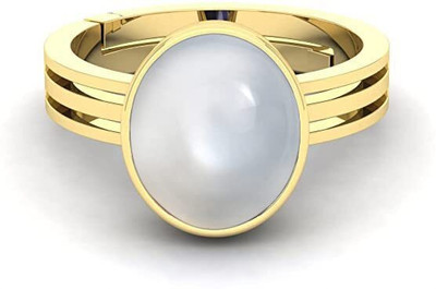 NAVYA GEMS 5.25 Ratti Natural Pearl moti Adjustable /Gold Ring Brass Pearl Gold Plated Ring