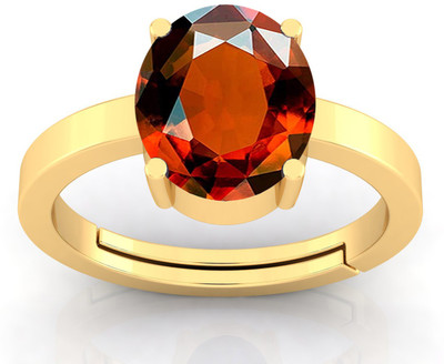 TODANI JEMS 14.25 Ratti Gomed Adjustable Gemstone Ring With Lab Certificate Brass Garnet Ring