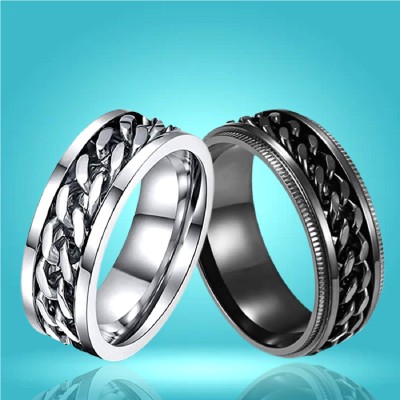 University Trendz Very Atrective Rings Glossy Finish Stainless Steel Silver Plated Ring Set