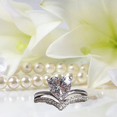 SIVLARI 925 Sterling Silver Adjustable Ring for Women & Girl Silver Cubic Zirconia Rhodium Plated Ring