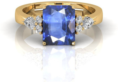 CHIRAG GEMS Blue Sapphire Neelam 5.25 Carat Stone Gold Plated Adjustable Ring for Men Metal Sapphire Gold Plated Ring