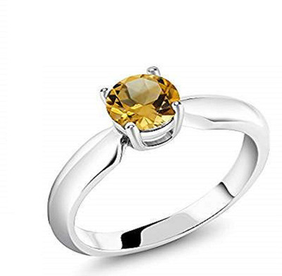 RATAN BAZAAR Yellow Sapphire / Pukhraj RIng With Natural Yellow Sapphire Stone Stone Sapphire Silver Plated Ring