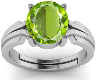PARTH GEMS Peridot Ring with Natural Peridot and lab Certified Stone Zinc, Brass, Nickel, Copper Peridot Silver Plated Ring