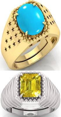 BHAIRAW GEMS Ratti Stone Adjustable Ring for Men & Women Stone Turquoise, Sapphire Ring