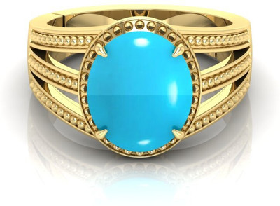 ZENMART 11.25 Ratti 6.00 carat firoza stone ring silver plated Brass Turquoise Ring Brass Turquoise Gold Plated Ring