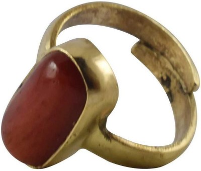 Gemzonite Coral Most Beautiful And Adjustable Gold Ring For Unisex Brass Coral Ring