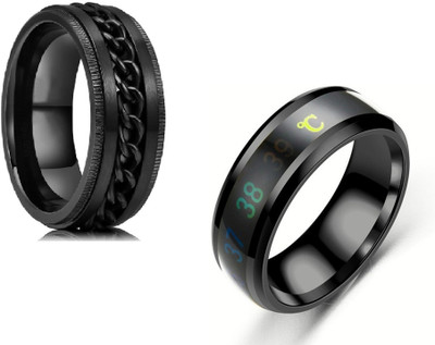 IGA COLLECTION Valentine Smart Temperature Ring & Dude Chain Trendy Rings For Boys & Girls Stainless Steel Titanium Plated Ring