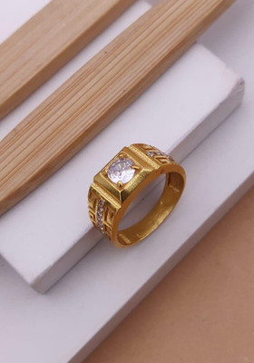 MAME CREATION Gold Plated Diamond Wedding,Partywear ring-58 Brass Diamond Gold Plated Ring