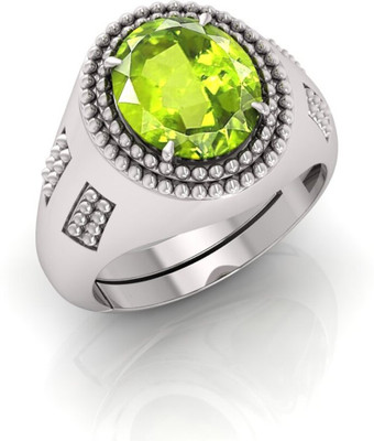 TODANI JEMS 14.25 Ratti Peridot Gemstone Adjustable Ring With Lab CertificateFD Stone Peridot Silver Plated Ring