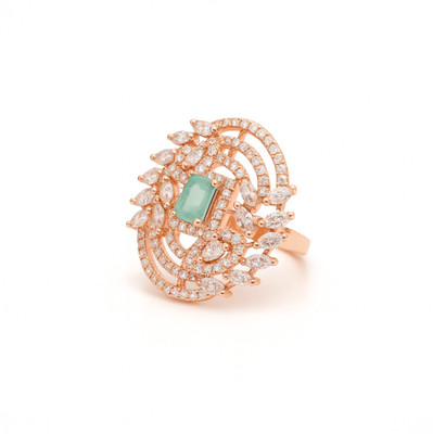 la fille d'or La Fille D'or Adjustable Party Wear CZ Statement Rings for Women & Girls Brass Cubic Zirconia Silver Plated Ring