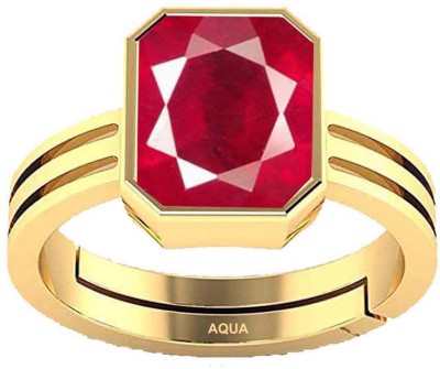 AQUAGEMS Ruby (Manik) 3.25 Ratti or 3 Ct Gemstone Panchdhatu (5 Metal) Women Adjustable Stone Ring