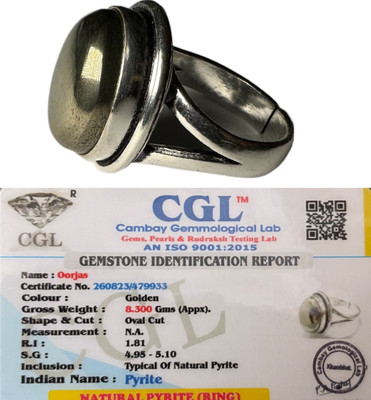 Oorjas Pyrite Adjustable Ring With Lab Tested Certificate Money Magnet Ring Crystal Ring Set