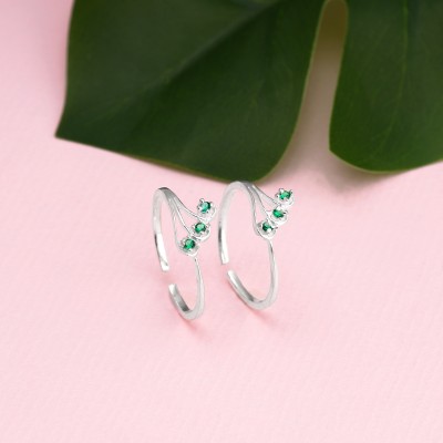 GIVA Sterling Silver Emerald Trio Toe Rings For Womens and Girls Sterling Silver Sterling Silver Plated Toe Ring