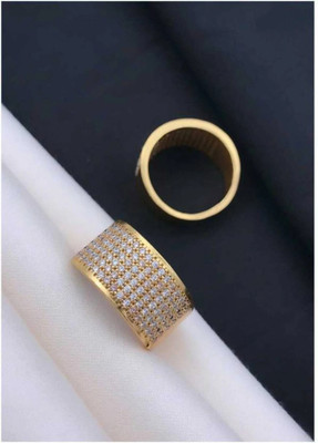 mahi creation Stainless Steel, Copper Cubic Zirconia Gold Plated Ring