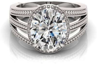 Pranjal Gems 9.25 Ratti Zircon Gemstone Adjustable Ring With Lab CertificateTU Shell Zircon Rhodium Plated Ring