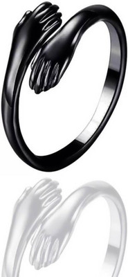 Alviira Crystal Silver Alloy HUG Ring & Black Arrow Bracleat for men women boys girls Alloy, Stainless Steel Cubic Zirconia Sterling Silver, Titanium Plated Ring Set