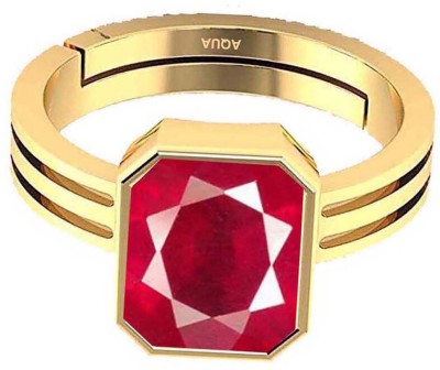 AQUAGEMS Ruby (Manik) 7.25 Ratti or 6.5 Ct Gemstone Panchdhatu (5 Metal) Men Adjustable Stone Ring