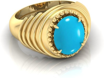 Pranjal Gems 7.25 Ratti Firoja Gemstone Adjustable Ring With Lab CertificatePA Crystal Turquoise Rhodium Plated Ring