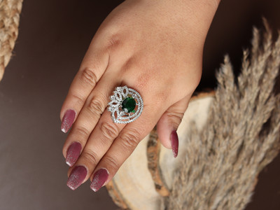 Rhosyn Alloy Cubic Zirconia Rhodium Plated Ring