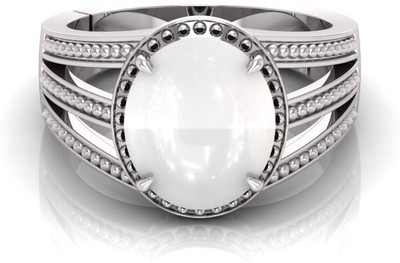 TODANI JEMS Natural 7.25 Ratti MoonStone Gemstone Adjustable Ring With Lab Certificate Brass Moonstone Silver Plated Ring
