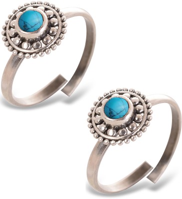 PeenZone Sterling Silver Turquoise Sterling Silver Plated Toe Ring Set