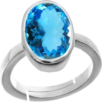 Senroar Natural Blue Sapphire/Neelam Ring for Women and Men | Original Neelam Stone Metal Crystal Brass Plated Ring