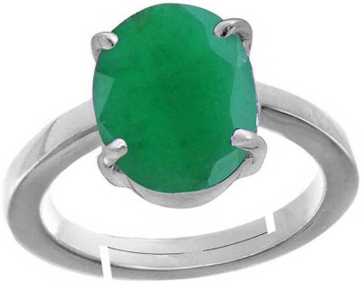 PTM Emerald (Panna) 8.25 Ratti or 7.50 Ct Gemstone Men bis Hallmark 925 Sterling Silver Ring