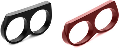 Dynamic Retail Global Set of 2 Rings for Men, Black-Brown Alloy Ring