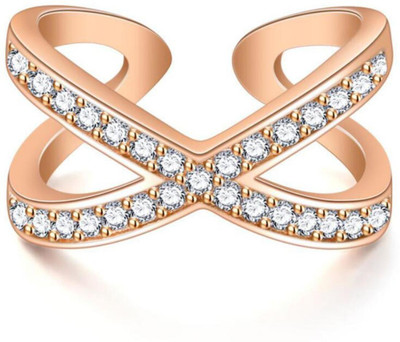 MYKI Cubic Zircon Adjustable Ring For Women & Girls Stainless Steel Cubic Zirconia Gold Plated Ring