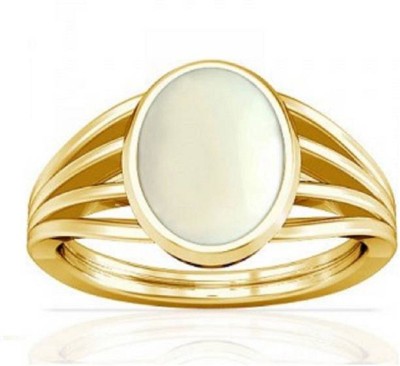 Gemzonite White Coral / Moonga ring with natural and original white coral gemstone Stone Coral Gold Plated Ring