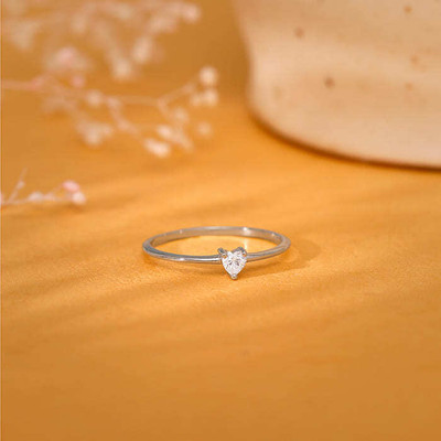 GIVA Sterling Silver Zircon Rhodium Plated Ring