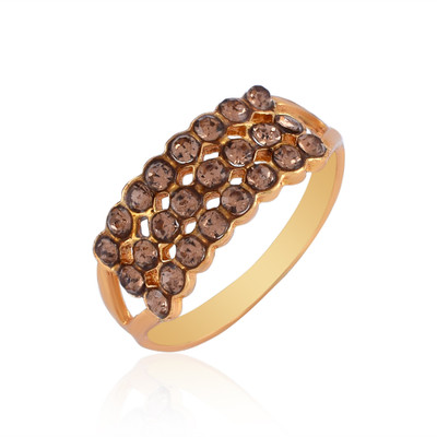 morir Gold Plated Brass Row Pave Cubic Zirconia Dome Jumbo Look Wedding Band Ring Brass Cubic Zirconia Gold Plated Ring