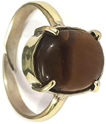 Jewelswonder 7-8 Ratti Tiger Eye Stone Gold Plated Adjustable Ring for Unisex (LAB CERTIFIED) Stone Gold Plated Ring