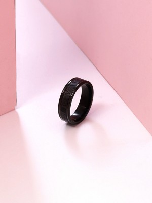 Kairangi Roman Numbers Black Stainless Steel Ring for Girls & Women Stainless Steel Titanium Plated Ring