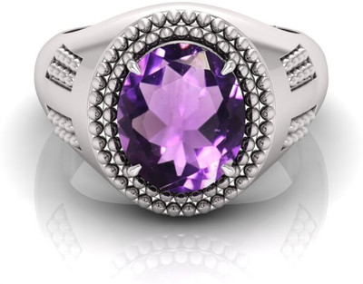 Pranjal Gems 9.25 Ratti Amethyst Gemstone Adjustable Ring With Lab CertificateHC Stone Amethyst Gold Plated Ring