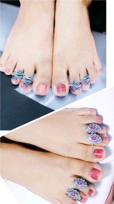 MAHESHWARI FASHION CRAZE Unique design multicolour silver plated toe ring Alloy Beads Silver Plated Toe Ring Set