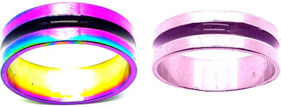 Dynamic Retail Global Set of 2 Rings for Men & Women, Multicolor-Purple Alloy Ring