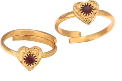 AanyaCentric Alloy Cubic Zirconia Gold Plated Toe Ring Set
