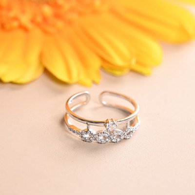 CLARA Melba Infinity Sterling Silver Cubic Zirconia Platinum Plated Ring